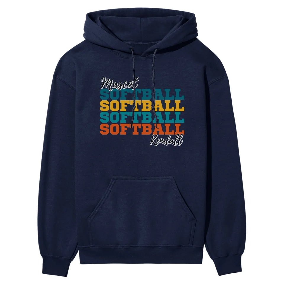 Personalized Softball Softball Softball on a Hoodie With Mascot and Softball Player Name on a Hoodie