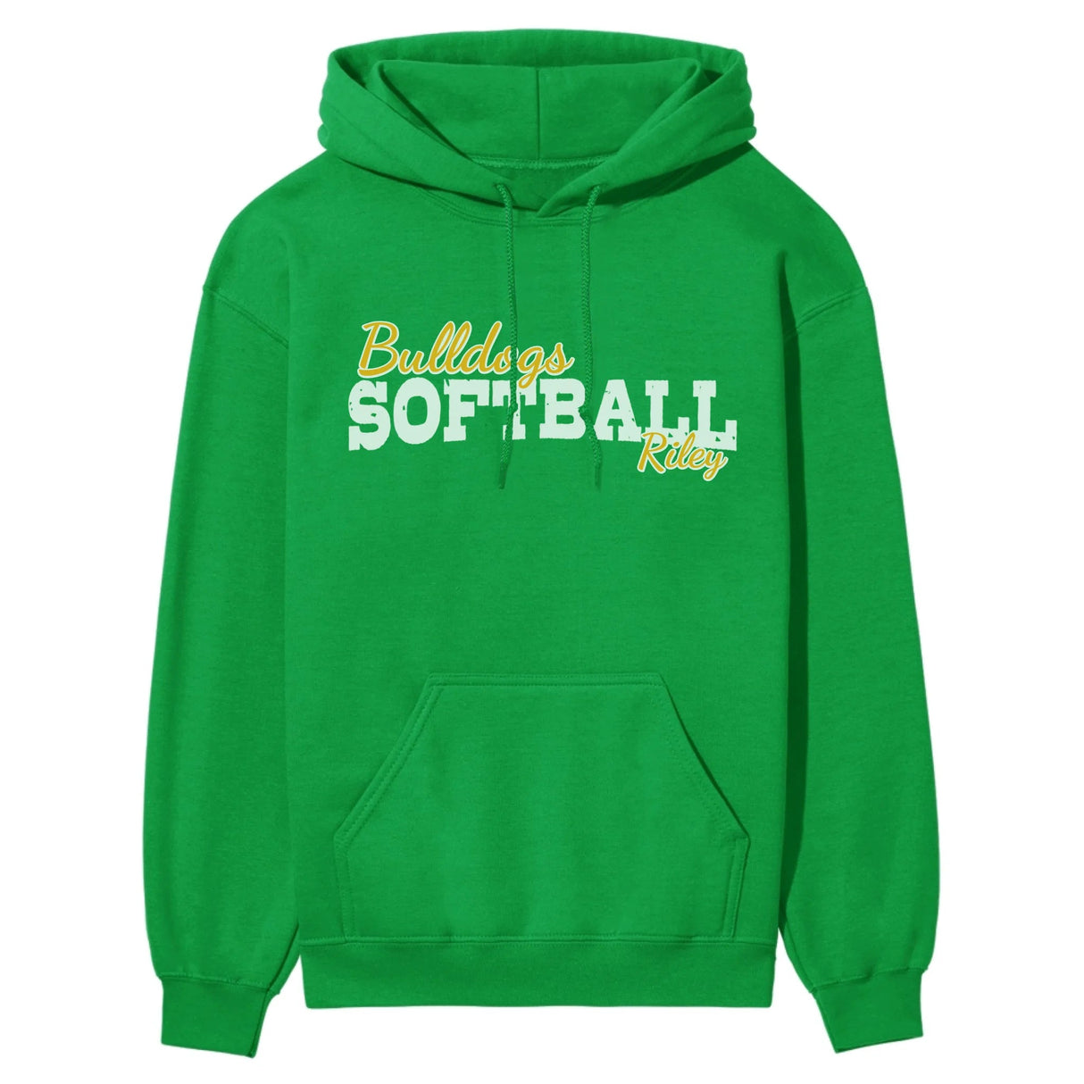 Custom Softball Mascot and Softball Player Name on a Hoodie with a White Graphic