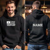 Softball Dad Horizontal Flag With Softball Player Name on a Hoodie with a White Graphic