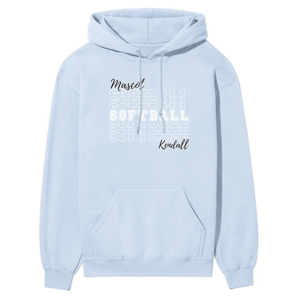 Custom Softball on a Sweatshirt With Mascot and Softball Player Name on a Hoodie