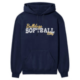 Custom Softball Mascot and Softball Player Name on a Hoodie with a White Graphic