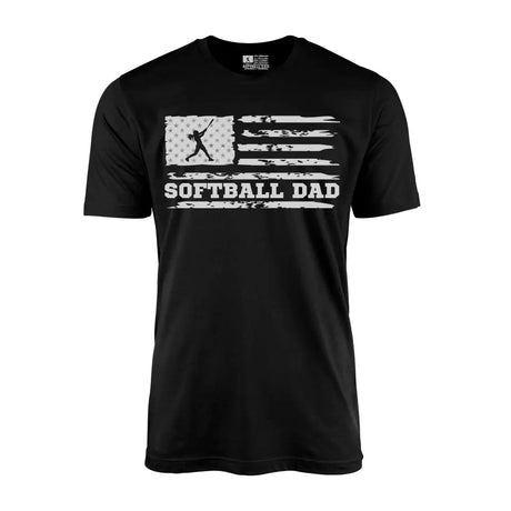 Softball Dad Horizontal Flag on a Men's T-Shirt with a White Graphic