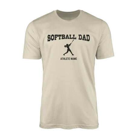 Softball Dad with Softball Player Icon and Softball Player Name on a Men's T-Shirt with a Black Graphic