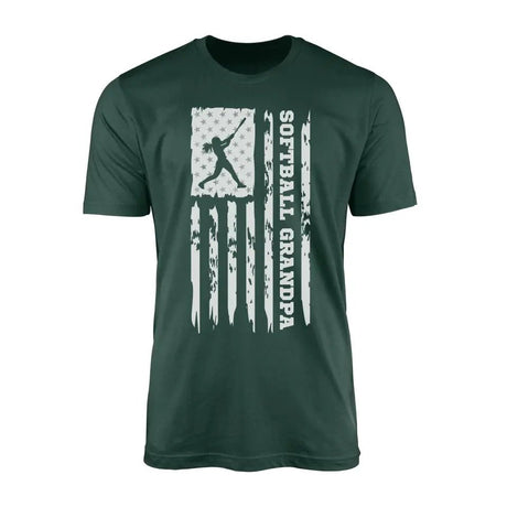 Softball Grandpa Vertical Flag on a Men's T-Shirt with a White Graphic