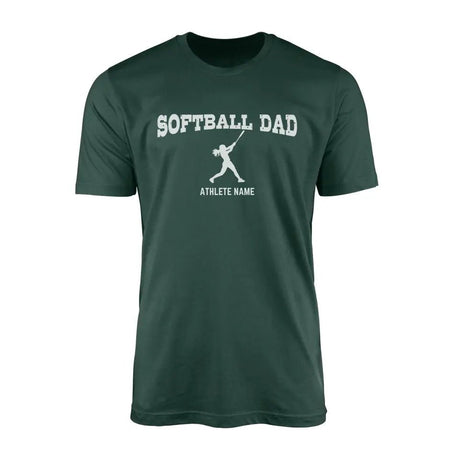 Softball Dad with Softball Player Icon and Softball Player Name on a Men's T-Shirt with a White Graphic