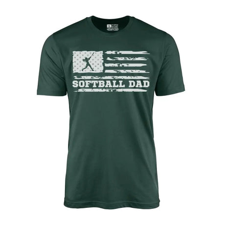 Softball Dad Horizontal Flag on a Men's T-Shirt with a White Graphic