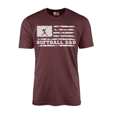 Softball Dad Horizontal Flag on a Men's T-Shirt with a White Graphic