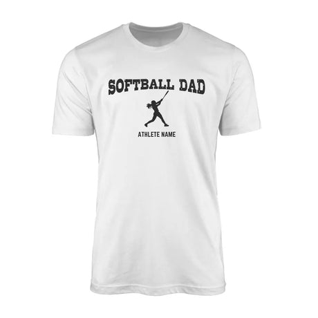 Softball Dad with Softball Player Icon and Softball Player Name on a Men's T-Shirt with a Black Graphic