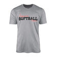 Custom Softball Mascot and Softball Player Name on a Men's T-Shirt with a Black Graphic