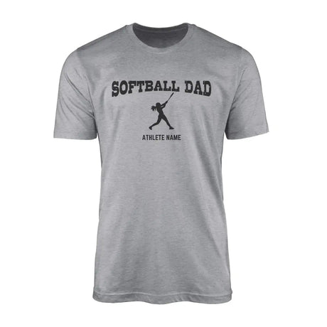 Softball Dad with Softball Player Icon and Softball Player Name on a Men's T-Shirt with a Black Graphic