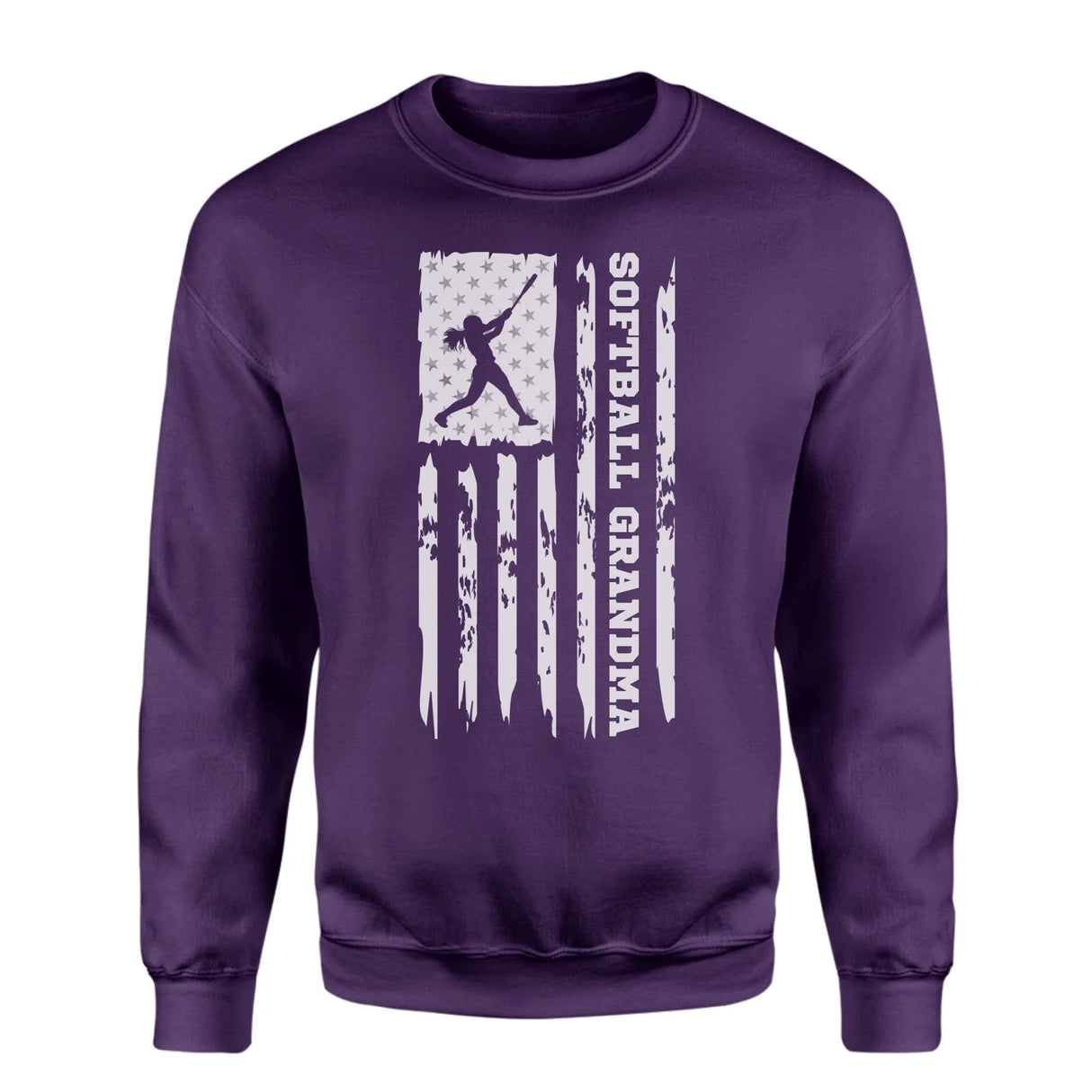 Softball Grandma Vertical Flag on a Sweatshirt with a White Graphic