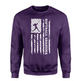 Softball Grandma Vertical Flag on a Sweatshirt with a White Graphic