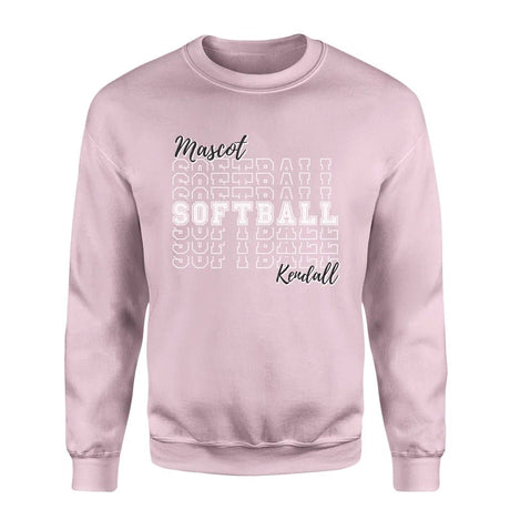 Custom Softball on a Sweatshirt With Mascot and Softball Player Name on a Sweatshirt