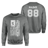 Softball Mom Vertical Flag With Softball Player Name on a Sweatshirt with a White Graphic