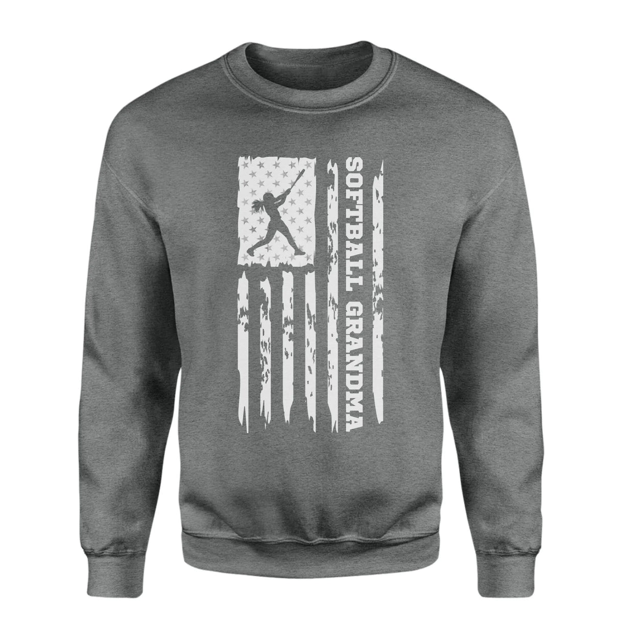 Softball Grandma Vertical Flag on a Sweatshirt with a White Graphic