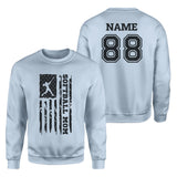 Softball Mom Vertical Flag With Softball Player Name on a Sweatshirt with a Black Graphic