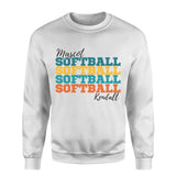 Personalized Softball Softball Softball on a Sweatshirt With Mascot and Softball Player Name on a Sweatshirt