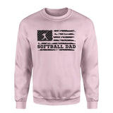 Softball Dad Horizontal Flag on a Sweatshirt with a Black Graphic