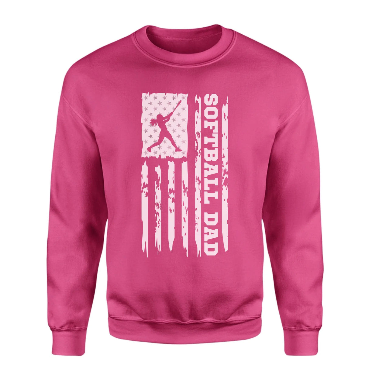 Softball Dad Vertical Flag on a Sweatshirt with a White Graphic