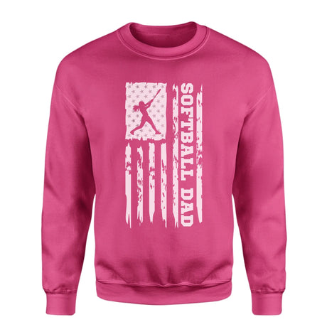 Softball Dad Vertical Flag on a Sweatshirt with a White Graphic