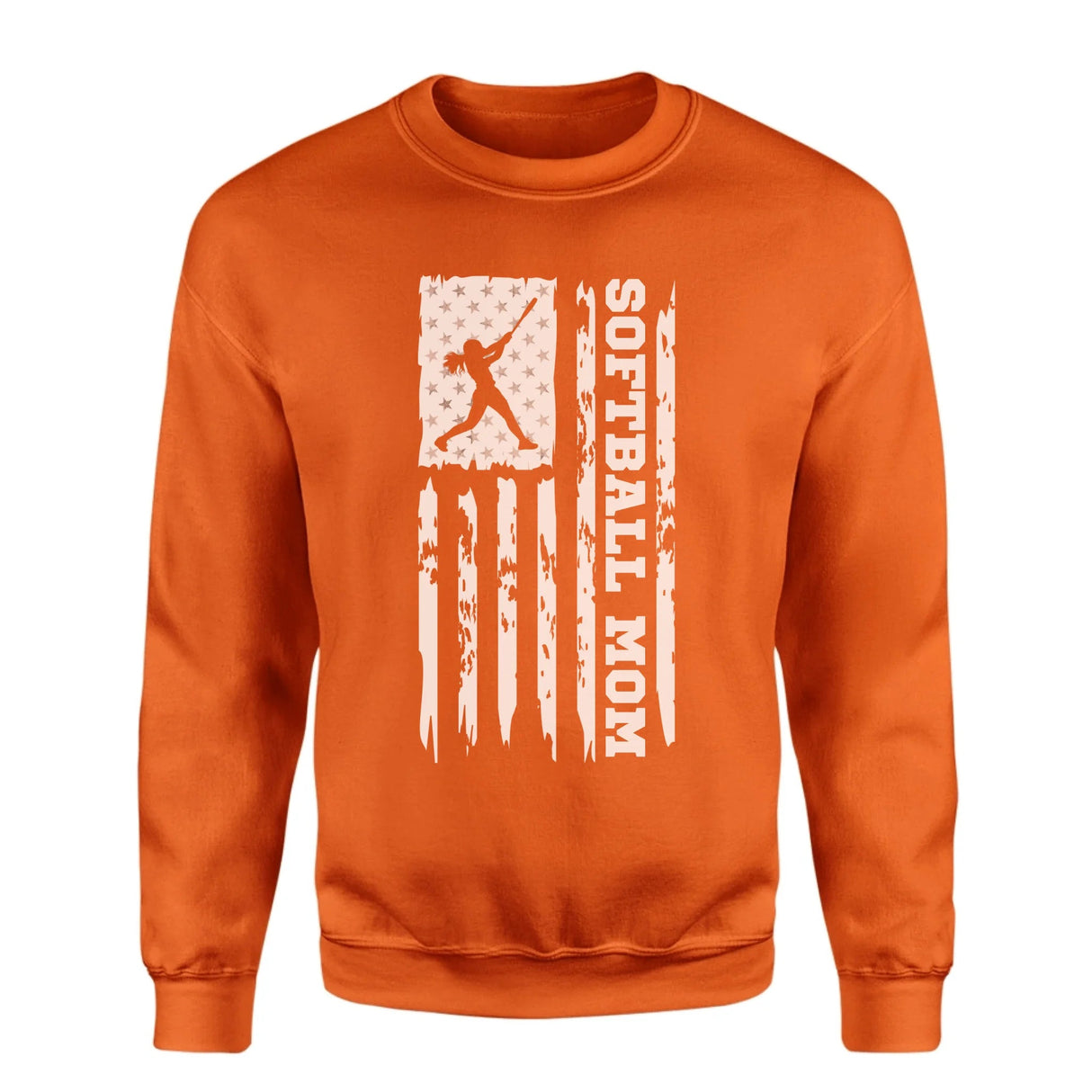 Softball Mom Vertical Flag on a Sweatshirt with a White Graphic