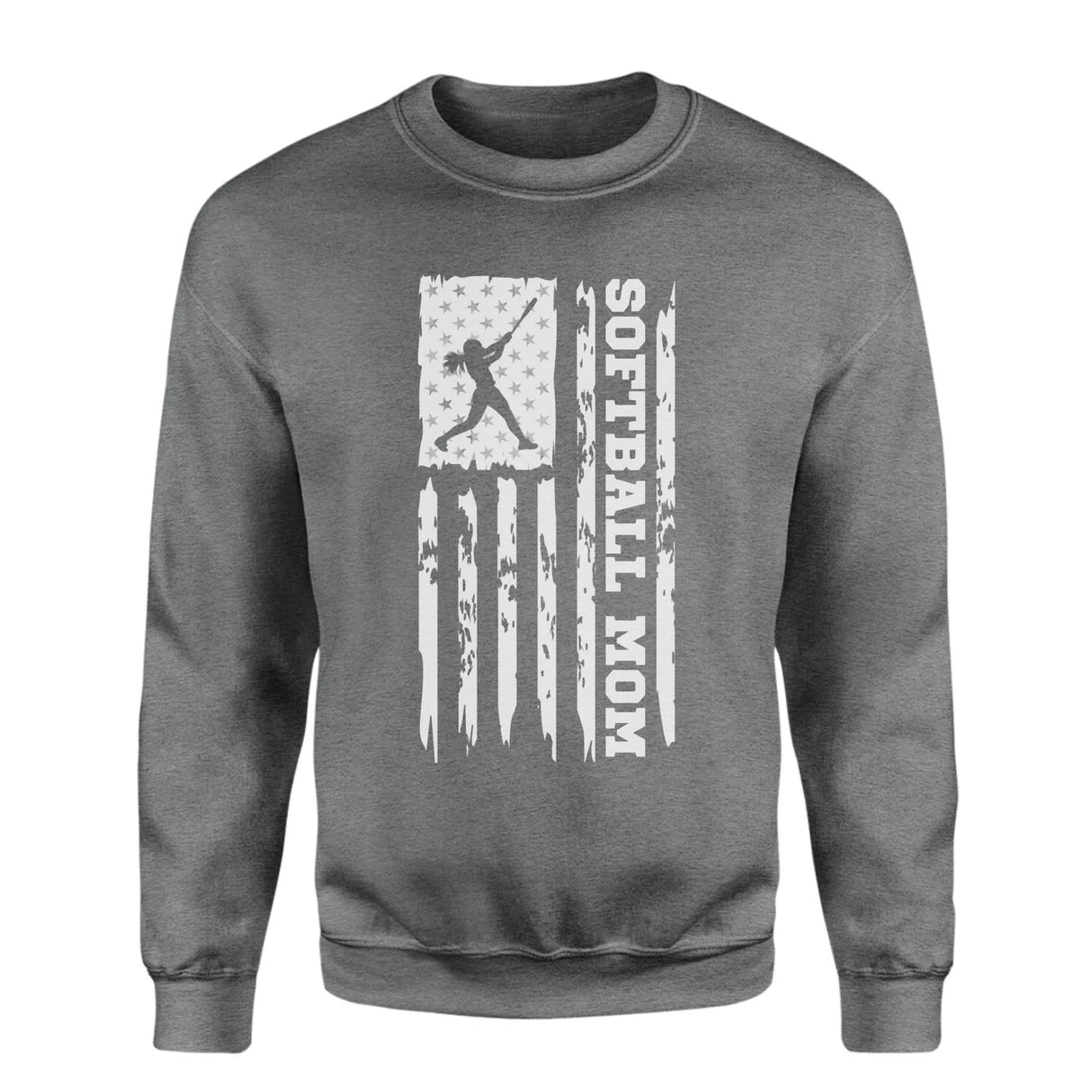 Softball Mom Vertical Flag on a Sweatshirt with a White Graphic