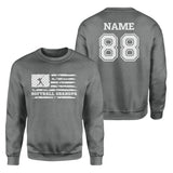 Softball Grandpa Horizontal Flag With Softball Player Name on a Sweatshirt with a White Graphic