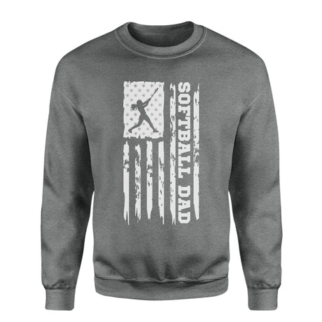 Softball Dad Vertical Flag on a Sweatshirt with a White Graphic