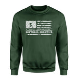 Softball Grandma Horizontal Flag on a Sweatshirt with a White Graphic