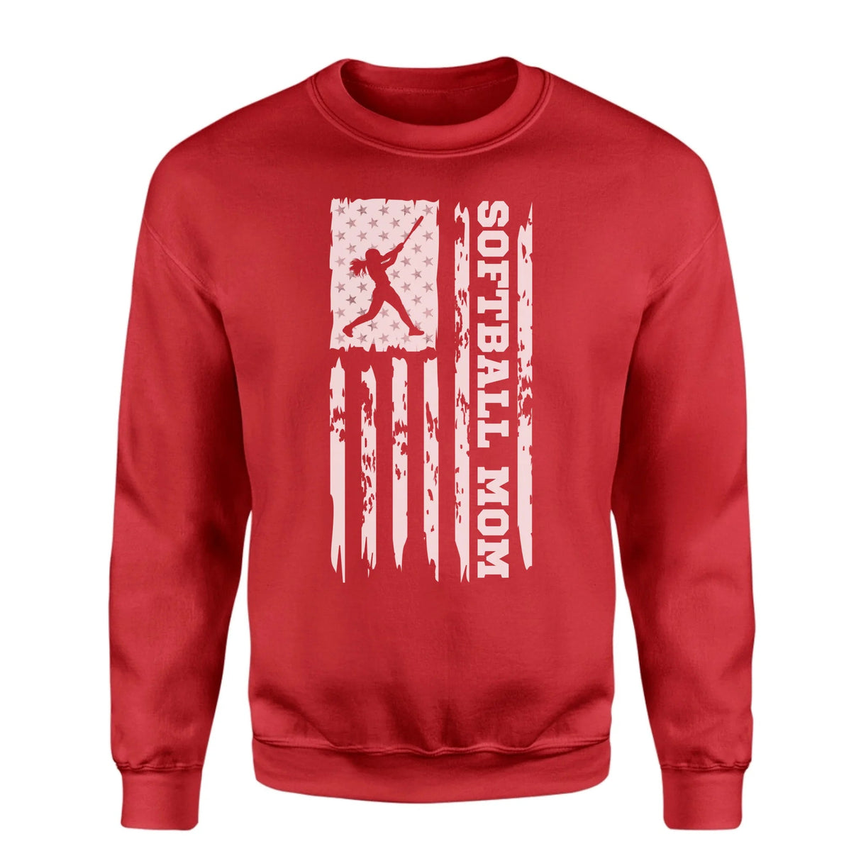 Softball Mom Vertical Flag on a Sweatshirt with a White Graphic