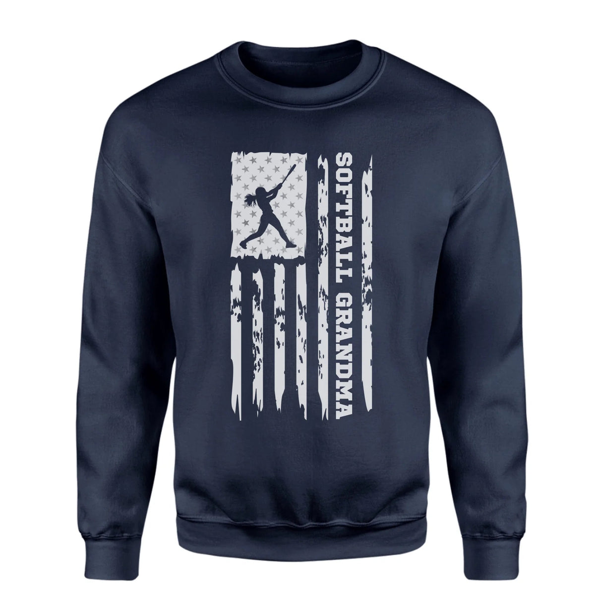 Softball Grandma Vertical Flag on a Sweatshirt with a White Graphic