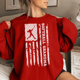 Softball Grandma Vertical Flag on a Sweatshirt with a White Graphic