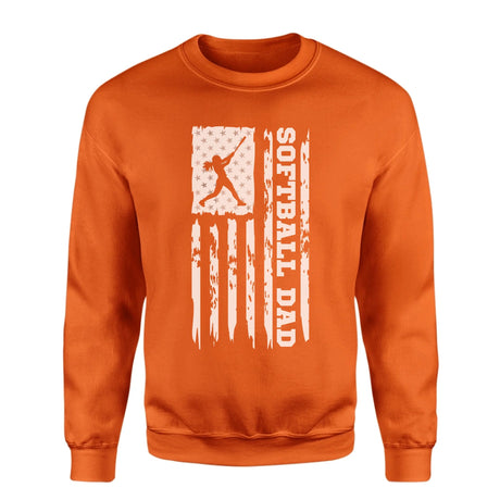 Softball Dad Vertical Flag on a Sweatshirt with a White Graphic