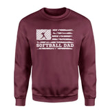 Softball Dad Horizontal Flag on a Sweatshirt with a White Graphic