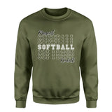 Custom Softball on a Sweatshirt With Mascot and Softball Player Name on a Sweatshirt