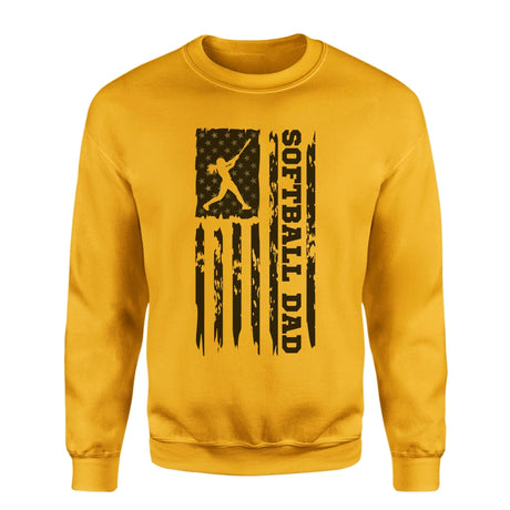 Softball Dad Vertical Flag on a Sweatshirt with a Black Graphic