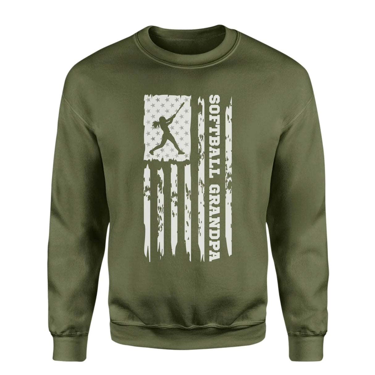 Softball Grandpa Vertical Flag on a Sweatshirt with a White Graphic