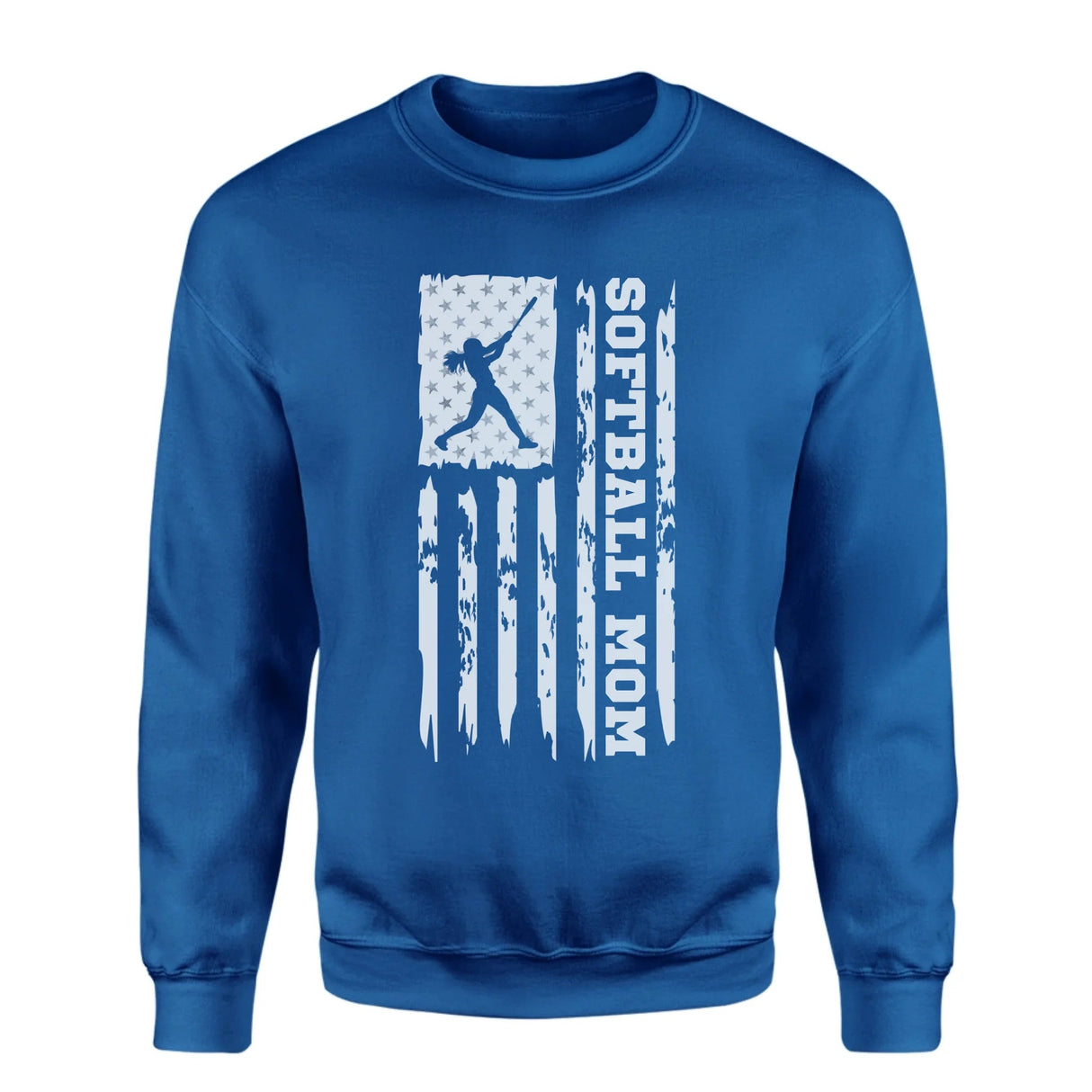 Softball Mom Vertical Flag on a Sweatshirt with a White Graphic