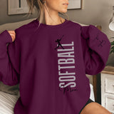 Personalized Softball Mom on a Sweatshirt With Mascot, Icon, and Softball Player Name on Sleeve on a Sweatshirt