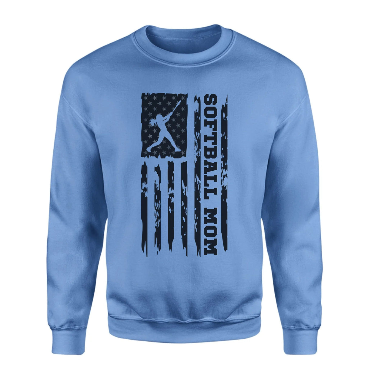 Softball Mom Vertical Flag on a Sweatshirt with a Black Graphic
