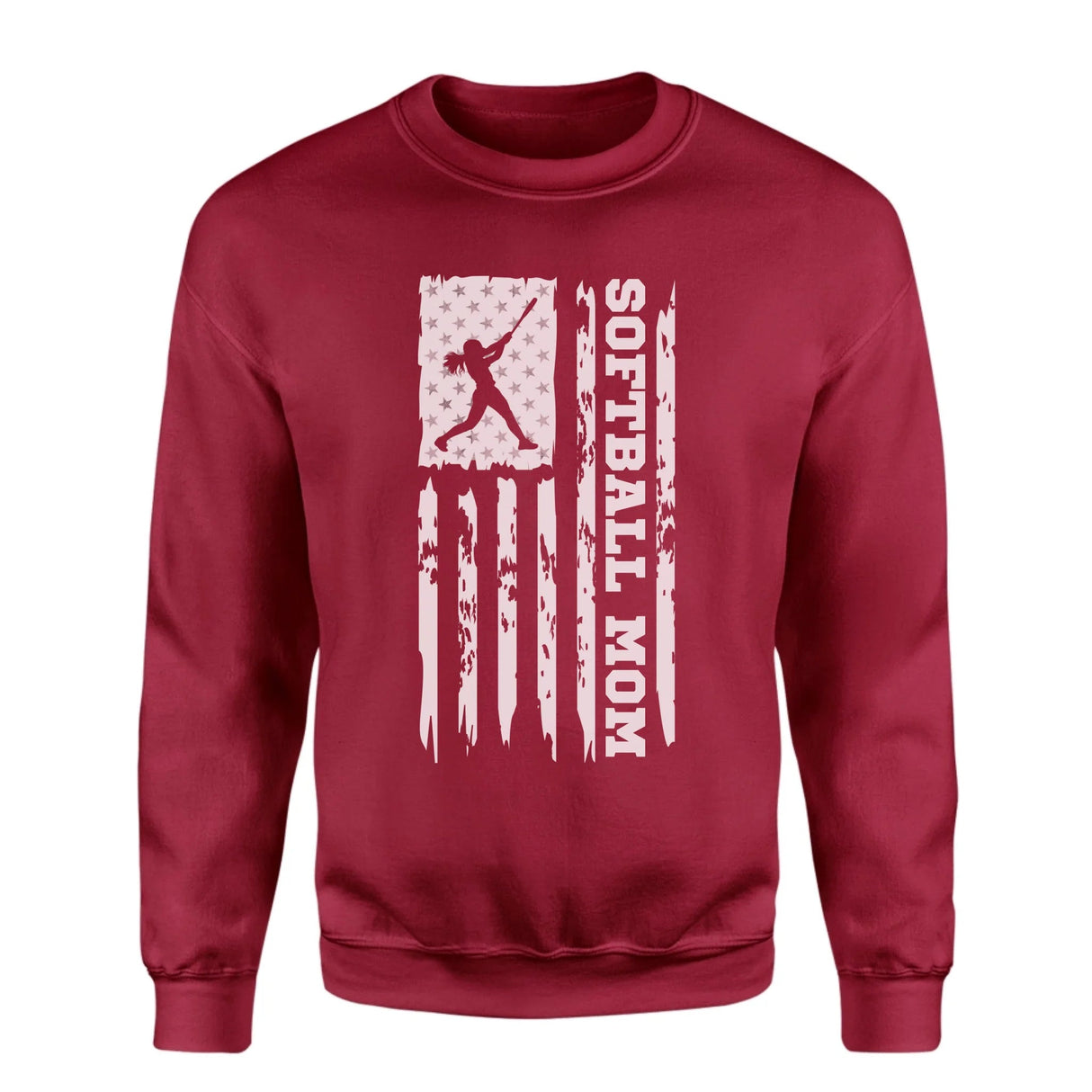 Softball Mom Vertical Flag on a Sweatshirt with a White Graphic