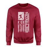 Softball Mom Vertical Flag on a Sweatshirt with a White Graphic