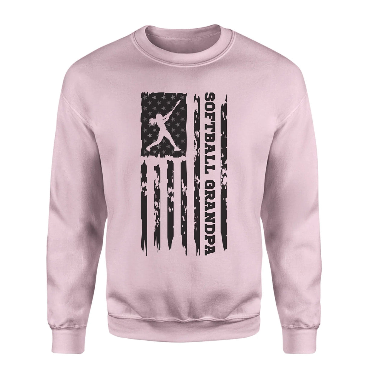 Softball Grandpa Vertical Flag on a Sweatshirt with a Black Graphic