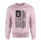 Softball Grandpa Vertical Flag on a Sweatshirt with a Black Graphic