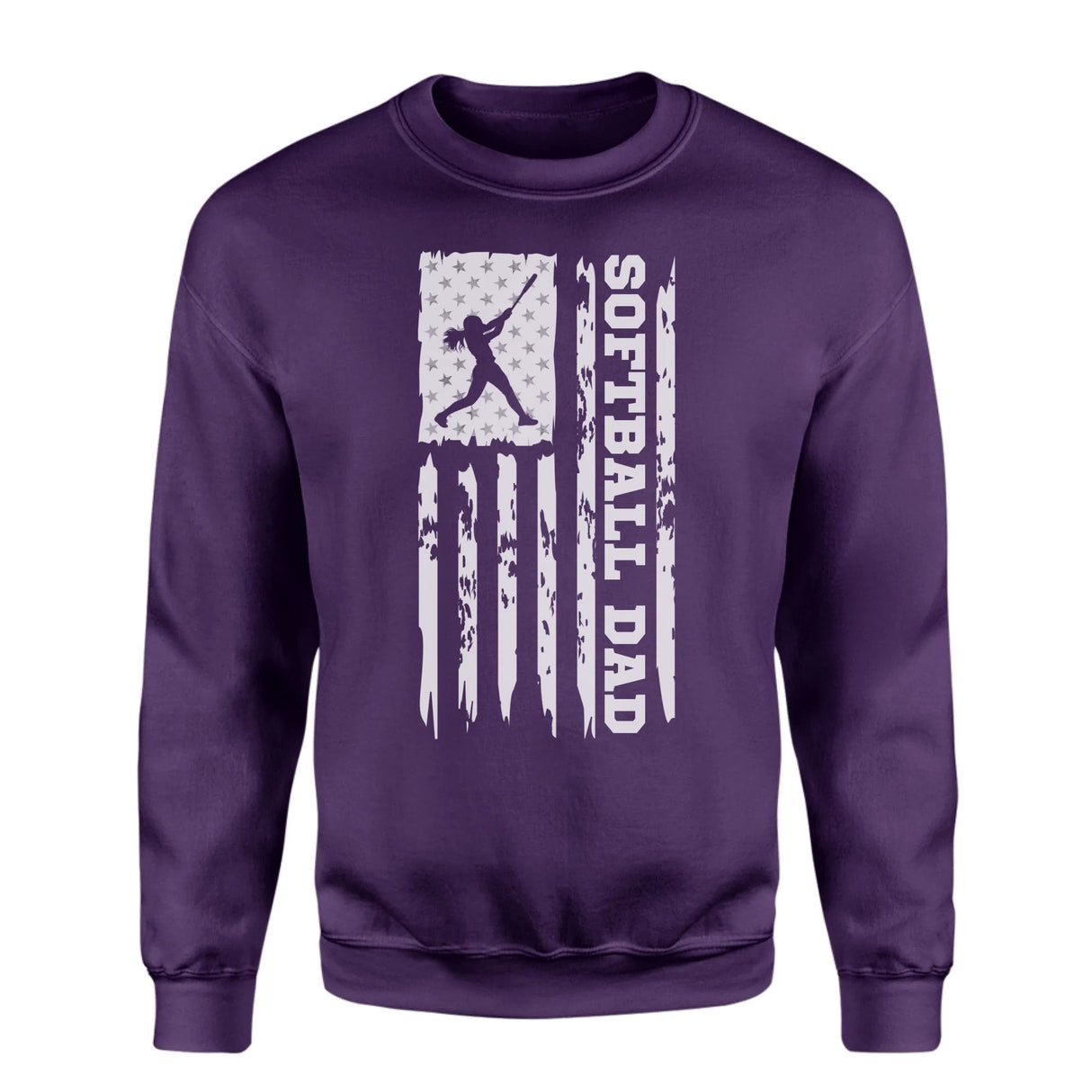 Softball Dad Vertical Flag on a Sweatshirt with a White Graphic
