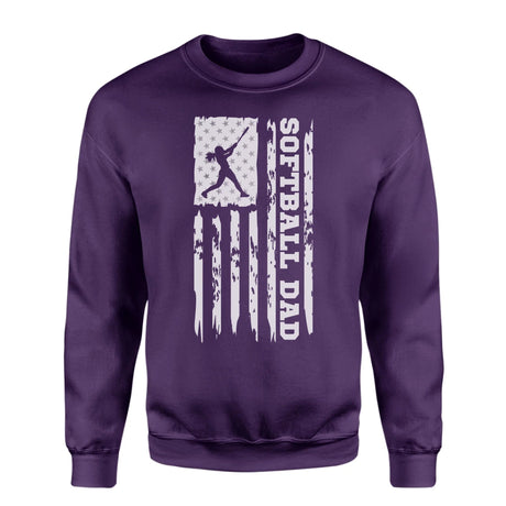 Softball Dad Vertical Flag on a Sweatshirt with a White Graphic