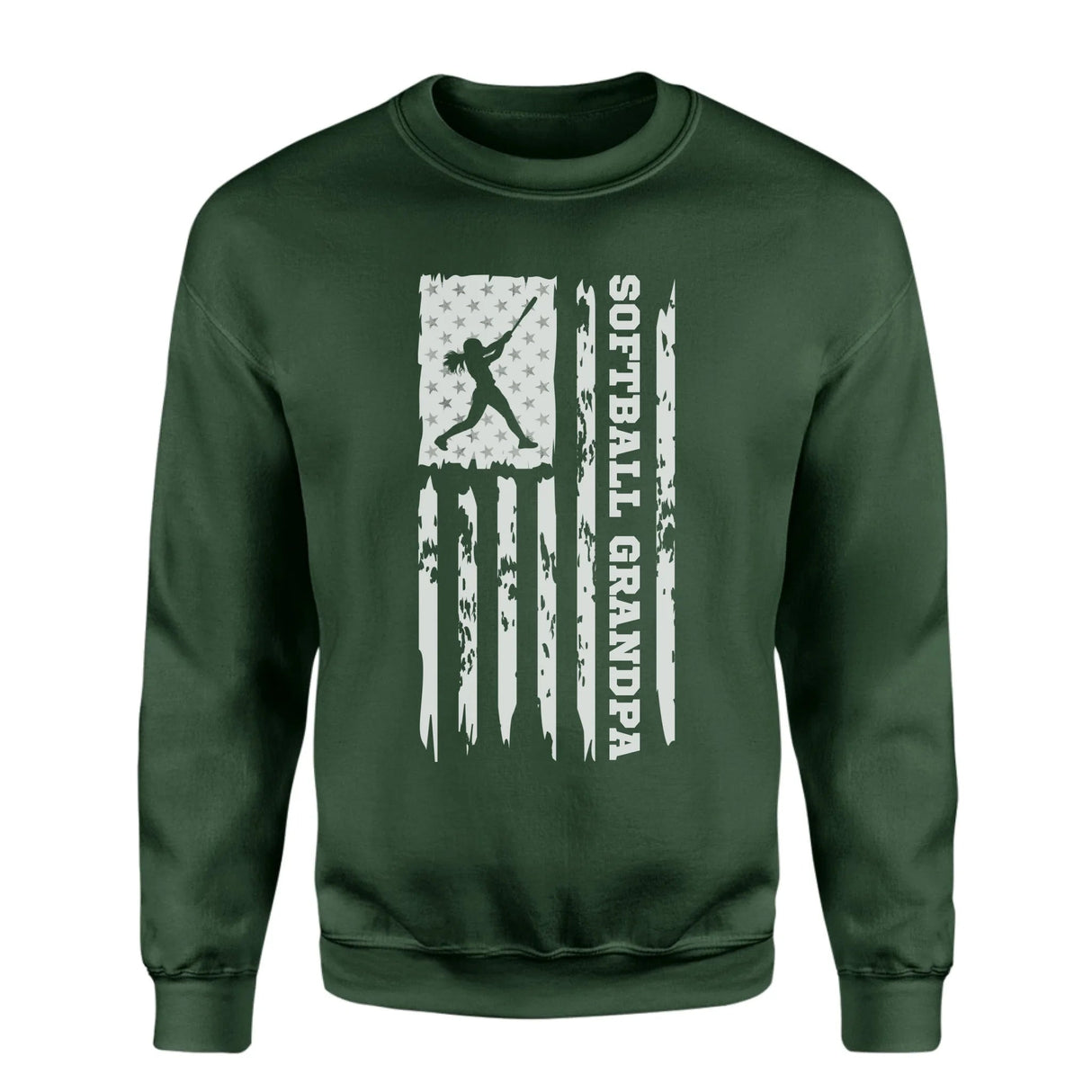 Softball Grandpa Vertical Flag on a Sweatshirt with a White Graphic