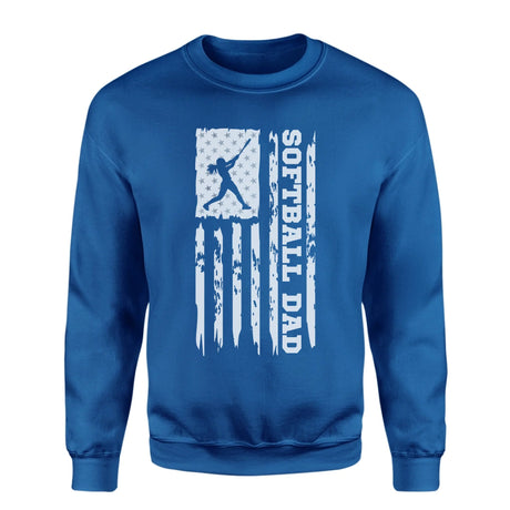 Softball Dad Vertical Flag on a Sweatshirt with a White Graphic