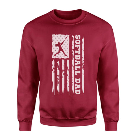 Softball Dad Vertical Flag on a Sweatshirt with a White Graphic