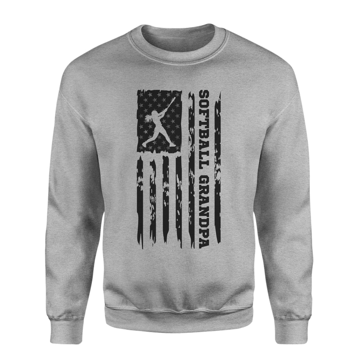 Softball Grandpa Vertical Flag on a Sweatshirt with a Black Graphic